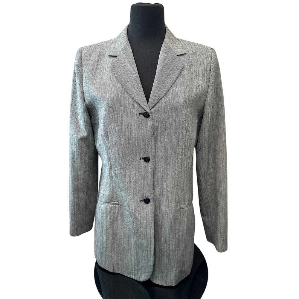 VINTAGE Pendleton Gray Virgin Wool Blazer Tall USA Made Career Jacket | Size 8 - Picture 3 of 9